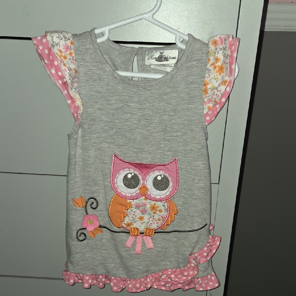 Carter's Gray and Pink Short Sleeve Tees with Owl Design